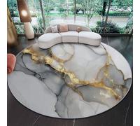 Alfombras Redondas para Sala de Estar 90 cm, Acuarela Moderna Textura Alfombras Antideslizantes para Dormitorio mesita de Noche Cocina y decoración del hogar Lima Blanca