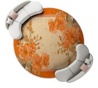 Alfombras Redondas para Sala de Estar 90 cm, Retro Pastoral Floral Alfombras Antideslizantes para Dormitorio mesita de Noche Cocina y decoración del hogar Color Naranja