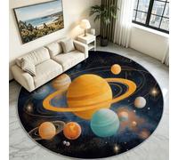 Alfombras redondas para sala de estar y dormitorio, alfombra suave con estampado de planetas galaxias y galaxias en 3D, antideslizante, lavable, para cocina, decoración del hogar, 1 unidad, 60 cm