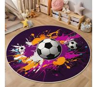 Alfombras Redondas Púrpura 60cm Alfombra Salon Antideslizante Alfombras Lavables en Lavadora Alfombra Habitacion Estilo grafiti callejero Salpicaduras de color de fútbol Tapete Quarto Pelo Corto