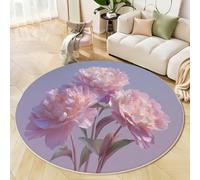 Alfombras Redondas Rosa 140cm Alfombra Salon Antideslizante Alfombras Lavables En Lavadora Alfombra Habitacion Dormitorio Comedor Estampado Floral Acuarela Peonías Flor Tapete Quarto Pelo Corto