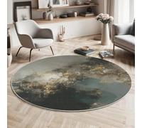 Alfombras Redondas,Tapete Redondo Antideslizante,Alfombra De Área Redonda para Gris Salón Sofá Mesa De Café Estudio Comedor Dormitorio Oficina (140Cm,Diseño Moteado con Lámina Dorada)