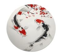 Alfombras redondas tradicionales tinta china 120cm Flor ciruelo rojo cero pez koi salón antideslizante decor suelo lavable alfombra apartamento arte oriental crema estudio mesilla noche blanca