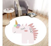 Alfombras Redondas Unicornio Rosa Lindo Tapetes para Sala Dormitorio Suave Antideslizante Lavables Circular Alfombra para Balcón Habitación de los Niños Decoración 40cm