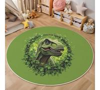 Alfombras Redondas Verde 120cm, Alfombra Círculo Dinosaurios Vides Logotipos Franela Suave, Alfombra Naturaleza Vida Silvestre Antideslizante Pelo Corto, para Dormitorio Comedor Sala de Estar Oficina