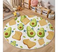 Alfombras Redondas Verde 150 Cm Alfombra Salon Antideslizante Alfombras Lavables En Lavadora Alfombra Dormitorio Comedor Palta Tapete Quarto Pelo Corto, Estilo De Dibujos Animados