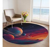 Alfombras Redondas Vistoso Salon Antideslizante Alfombras, Sueño Universo Planeta Ultrafina Suave 120 cm Pelo Corto para Comedor Dormitorio Familiar Entrada