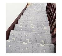 Alfombras Redondeadas con Borde Redondeado Que Brillan en la Oscuridad para escalones de hormigón de Madera en Interiores, sin Cinta Adhesiva, Lavables(A,15pcs 35.4x9.4x1.2)