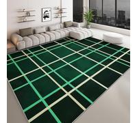 Alfombras Salon 120 x 170 cm Cuadrícula Verde Geométrica, Oscuro Esponjosa Impresa Pelo Corto Alfombra Minimalismo Lavable Dormitorio Antideslizante Alfombras para Cocina Comedor