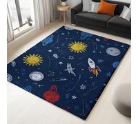 Alfombras Salón Caricatura Garabato Planetas Espaciales Moqueta Pelo Corto Suave, Antideslizante Alfombra, Moqueta de imitación de Cachemira para Dormitorio Interior (Marina Guerra, 80 x 150 cm)