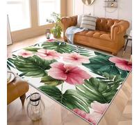 Alfombras Salon de Pelo Corto 200x300 cm Flores Tropicales de Acuarela Alfombras de Habitacion Sala de Extrasuave Rosa Moderna Alfombra Dormitorio, Alfombra Cocina, Tapete Sala