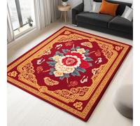 Alfombras Salon Frontera China Flores Nubes 180 x 240 cm Alfombra Suave Antideslizante Lavable, Rojo Modernas de Interior Alfombra, para salón Dormitorio Comedor