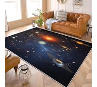 Alfombras Salon Moderna 160x230 cm Sistema Solar Mapa Estelar Ciencia FiccióN Suave Alfombra de Habitacion Antideslizante Lavables Apta para Mascotas Antiincrustante Azul Tapete Sala para Sala Baño