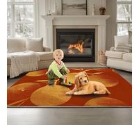 Alfombras Salon Patrón Abstracto Naranja Y Dorado 180 x 240 cmAlfombra Suave Antideslizante Lavable, Modernas de Interior Alfombrilla Rojo,para salón Dormitorio Comedor