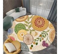 Alfombras Salon Redonda Círculo Antiguo Egipto Geométrico Plantas Hojas 180 cm Alfombra Redonda Suave Antideslizante Lavable, Beige Modernas de Interior Alfombra - para salón Dormitorio Comedor