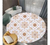 Alfombras Salon Redonda Formas De Estrella Y Rombo Geométricas 80 cm Alfombra Redonda Suave Antideslizante Lavable, Beige Modernas de Interior Alfombra - para salón Dormitorio Comedor