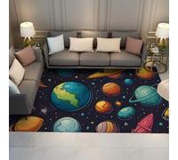 Alfombras Sistema Solar Planetas Cartoon Lavable Alfombra Pelo Corto Franela Suave Antideslizante tapete habitación Infantil Cuarto de Juegos 120x200cm