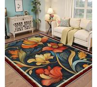 Alfombras Vintage del Siglo XIX Color Llama alfombras Florales con patrón de Enredaderas alfombras Blandas Lavables para Nursery Dormitorio salón Antideslizante de Pelo bajo 160x200cm