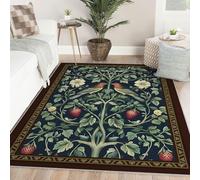 Alfombras Vintage diseño salón 90x150 Lavables máquina alfombras Florales Tradicionales Dormitorio Pelo bajo pajarito Adorable Estampado botánico moqueta Oficina Cocina Decor hogar tapetes Verdes