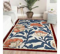 Alfombras vintage para salón 60x120cm Alfombras lavables a máquina Alfombra naranja con estampado floral naranja Gran alfombra floral Art Nouveau para dormitorio y oficina Alfombras antideslizantes