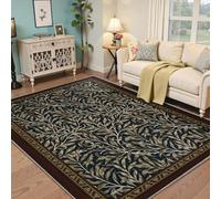 Alfombras Vintage Tradicionales Ramas de Sauce Hojas sobre Fondo Azul Marino Oscuro Alfombra de Pelo bajo Antideslizante Alfombra para Dormitorio habitación de Invitados Pasillo 140x180cm