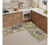 Alfombras Y Tapetes De Cocina 2 Piezas Jardín De Lirios Vintage Para Interiores Plantas De William Morris Alfombra De Cocina Lavable Antideslizante Para Pasillos Comedores, Beige, 43X75+43X150Cm