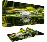 Alfombril Ratón XXL - Alfombril Escritorio, Lotus/Blanco Mouse Pad Mejora Velocidad y Precisión, Antideslizante Mousepad, Resistente a Salpicaduras Protector Mesa Escritorio 1000 x 500 x 3mm j0zj-655