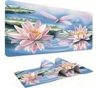 Alfombril Ratón XXL - Alfombril Escritorio, Lotus/Libélu Mouse Pad Mejora Velocidad y Precisión, Antideslizante Mousepad, Resistente a Salpicaduras Protector Mesa Escritorio 600 x 300 x 3mm j0zj-591