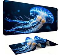 Alfombril Ratón XXL - Alfombril Escritorio, Medusa/Azul Mouse Pad Mejora Velocidad y Precisión, Antideslizante Mousepad, Resistente a Salpicaduras Protector Mesa Escritorio 1000 x 500 x 3mm j0zj-93