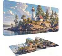 Alfombril Ratón XXL - Alfombril Escritorio, Paisaje/Faro Mouse Pad Mejora Velocidad y Precisión, Antideslizante Mousepad, Resistente a Salpicaduras Protector Mesa Escritorio 700 x 300 x 3mm j0zj-839