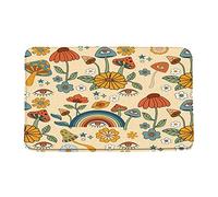 Alfombrilla 60S 70S Flower Funky Plant Vintage Flower Eyes Rainbow Trippy Abstract Cute Alfombra Interior De Bienvenida Rectangular Alfombras Puerta Entrada Lavable En Lavadora Door Mats