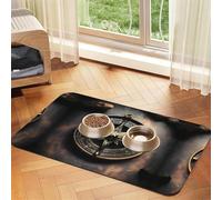 Alfombrilla absorbente de 30 x 45 cm con diseño mágico de runas nórdicas con estampado de brújula para mascotas, tapete de alimentación de secado rápido / mantel individual de cuero, para perros y