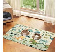 Alfombrilla absorbente de alimentación para mascotas, 30 x 45 cm, con estampado de dinosaurios, de secado rápido, mantel individual de piel, para perros y gatos