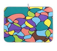Alfombrilla absorbente de secado de platos para encimera de cocina, almohadilla de secado reversible de geometría fluida, de color, 45 x 60 cm, grande