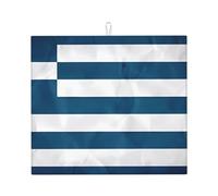 Alfombrilla absorbente para encimera de cocina, elegante diseño de bandera griega, plegable y antideslizante, con anillo para colgar