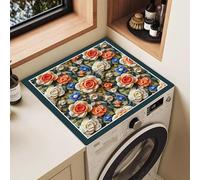 Alfombrilla Alféizar Ventana Protector Superior para Secadora con Diseño Floral, Almohadilla Absorbente para Lavadora, Forro Antideslizante de Secado Rápido para la Ropa(Style D,20x28in(51x71cm))