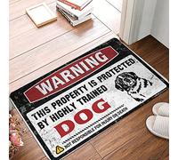 Alfombrilla antideslizante para baño, antideslizante, duradera. Advertencia de que esta propiedad está protegida por un perro altamente entrenado, pelo bajo de plástico para puerta y entrada de casa