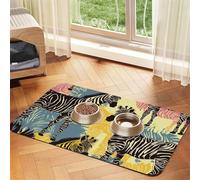 Alfombrilla antideslizante para comederos y bebederos de perros. Alfombrilla absorbente para comederos de gatos con estampado de jirafas y cebras. No mancha. Alfombrilla para bebederos de perros y gat