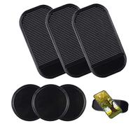 Alfombrilla Antideslizante para salpicadero de Coche, 6 Unidades, Alfombrilla de fijación de Silicona, con Fuerte adherencia, para decoración de Coche, Gafas, teléfono móvil (Redonda, Rectangular