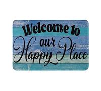 Alfombrilla Atrapar Suciedad Alfombra Ducha Bienvenido A Nuestra Casa De Campo De Madera Impresa Happy Place Antibacterianas Felpudo Entrada Casa para Oficina Pasillo Interior 40X60Cm