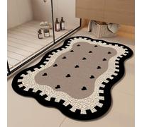 Alfombrilla Baño 50X80 Corazón Negro Alfombra Diatomita Baño,Alfombrilla Antideslizante Baños,Lavables Súper Absorbente Alfombrillas De Secado Rápido,para El Suelo De La Ducha Cocina