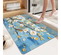Alfombrilla Baño 50X80 Hojas Amarillas Alfombra Diatomita Baño,Alfombrilla Antideslizante Baños,Lavables Súper Absorbente Alfombrillas De Secado Rápido,para El Suelo De La Ducha Cocina