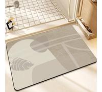 Alfombrilla Baño 50X80 Hojas Grises Alfombra Diatomita Baño,Alfombrilla Antideslizante Baños,Lavables Súper Absorbente Alfombrillas De Secado Rápido,para El Suelo De La Ducha Cocina