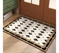 Alfombrilla Baño 50X80 Hojas Negras Alfombra Diatomita Baño,Alfombrilla Antideslizante Baños,Lavables Súper Absorbente Alfombrillas De Secado Rápido,para El Suelo De La Ducha Cocina