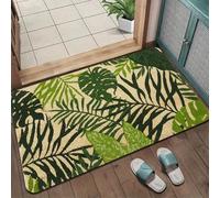 Alfombrilla Baño 50X80 Hojas Verdes Alfombra Diatomita Baño,Alfombrilla Antideslizante Baños,Lavables Súper Absorbente Alfombrillas De Secado Rápido,para El Suelo De La Ducha Cocina