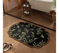 Alfombrilla Baño 50X80 Hojas Verdes Alfombra Diatomita Baño,Alfombrilla Antideslizante Baños,Lavables Súper Absorbente Alfombrillas De Secado Rápido,para El Suelo De La Ducha Cocina
