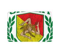 Alfombrilla Baño Bandera Siciliana En Escudo con Laureles Alfombra Baño Plegable Felpudo Entrada Secado Rápido Felpudo para Cocina Bañera Oficina 40X60Cm