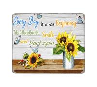 Alfombrilla Cada Día Es Un Nuevo Comienzo. Respira Hondo, Sonríe Y Vuelve A Emfishar. Girasol 25X30Cm Pequeña Alfombrilla Raton Base De Goma Mouse Mat para Pc Ordenador