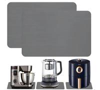 Alfombrilla Cafetera,Alfombrilla Escurreplatos Antideslizante,Escurreplatos Silicona,Bandeja escurreplato para Cafetera para el Hogar,Cocina y la Oficina,2 Unidades de 30 X 40 cm,Gris Oscuro