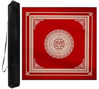 Alfombrilla Cuadrada para Mahjong, Juego de tapete de Mahjong con Base de Goma Antideslizante, Funda de Fibra de poliéster for Juegos de Mesa de Mahjong, Poke, Dominó y Cartas.(Red,39.37x39.37in)